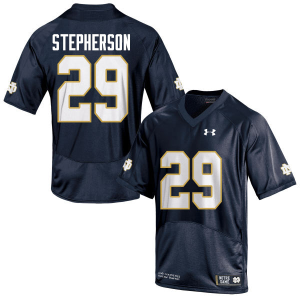 Men's NCAA Notre Dame Fighting Irish #29 Kevin Stepherson Stitched College Under Armour Authentic Navy Blue Football Jersey XL10J00VO